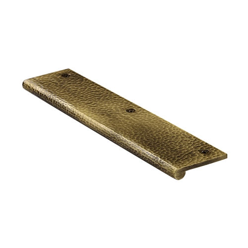 Edge Pull Cabinet Handle Hammered Design - 38mm Width in Antique Brass