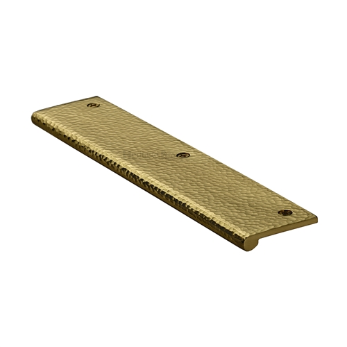 Edge Pull Cabinet Handle Hammered Design - 38mm Width in Polished Brass