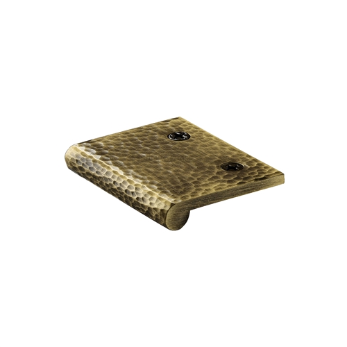 Edge Pull Cabinet Handle Hammered Design - 38mm Width in Antique Brass