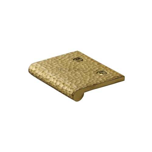 Edge Pull Cabinet Handle Hammered Design - 38mm Width in Satin Brass