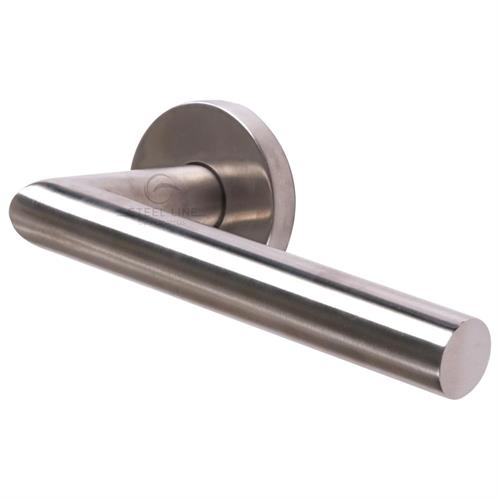 Tubular Door Handle on Round Rose