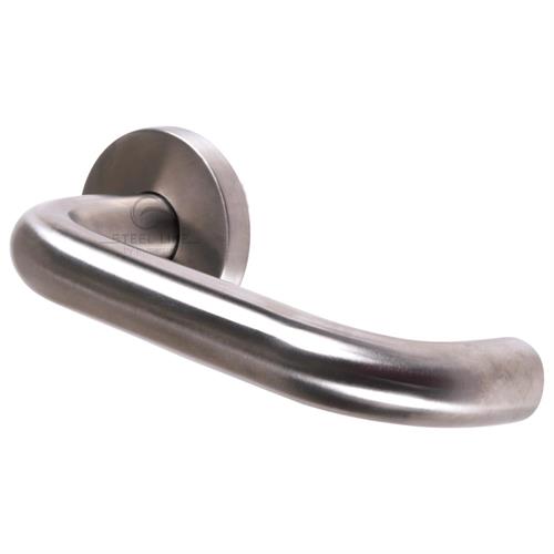 Tubular Door Handle on Round Rose