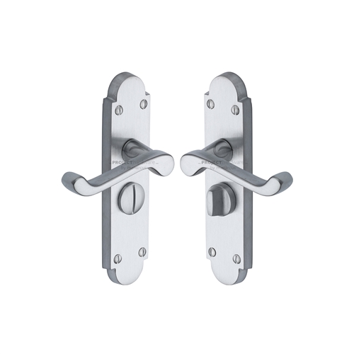 Milton Short Door Handle on Plate in Satin Chrome