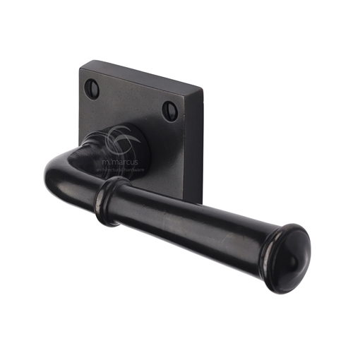 Rustic Bronze Door Handle Lever Latch on Square Rose Claverley Design