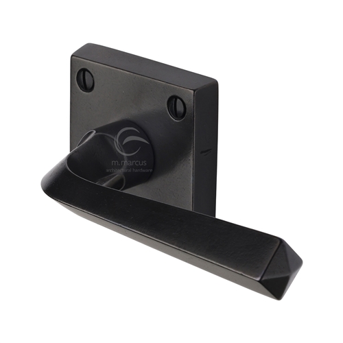 Rustic Bronze Door Handle Lever Latch on Square Rose Donnington Design