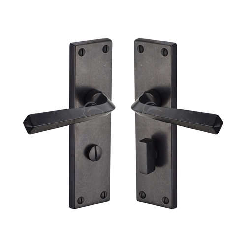 Rustic Bronze Door Handle on Plate Bridgnorth Design