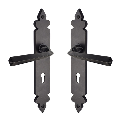 Rustic Bronze Door Handle on Plate Ironbridge Design