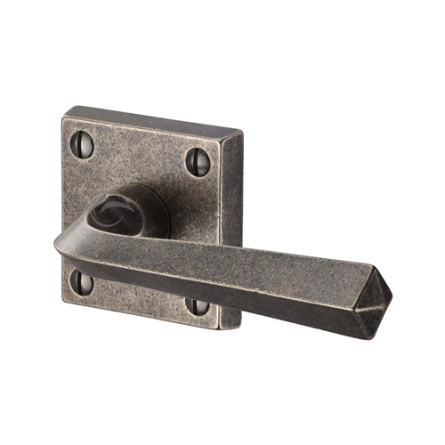 Rustic Bronze Door Handle Lever Latch on Square Rose Donnington Design
