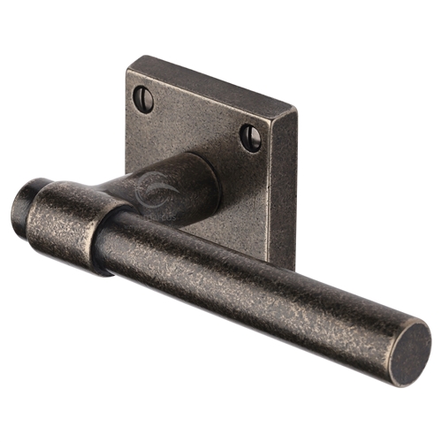 Rustic Bronze Door Handle on Square Rose Fountain Design