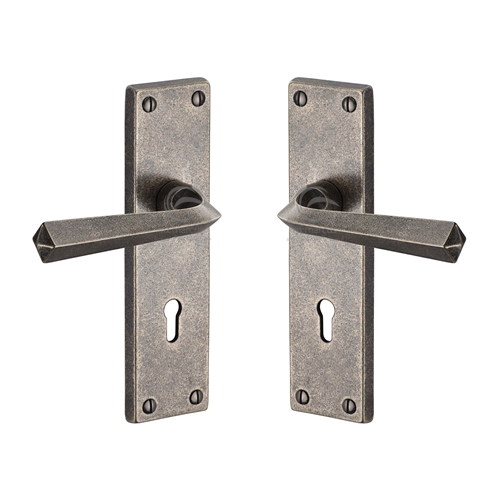 Rustic Bronze Door Handle on Plate Bridgnorth Design