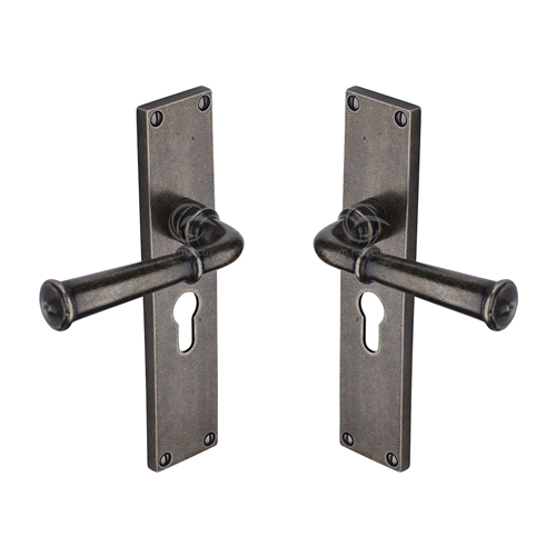 Rustic Bronze Door Handle on Plate Ashfield Design