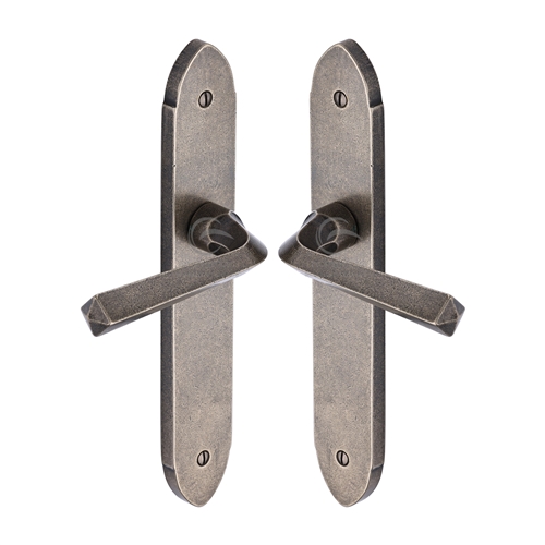 Rustic Bronze Door Handle Lever Lock Grafton Design in Rustic Pewter