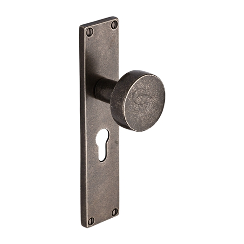 Rustic Bronze Olympic Mortice Knob on Plate