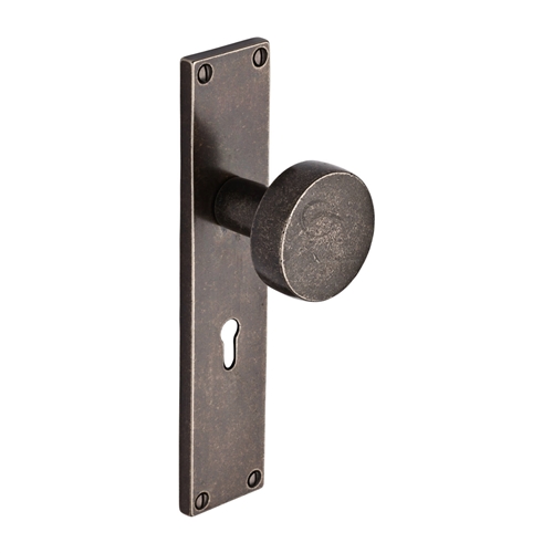 Rustic Bronze Olympic Mortice Knob on Plate