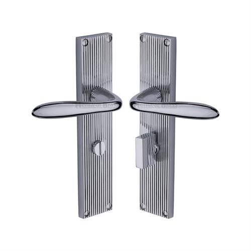 Sutton Reeded Door Handle on Plate