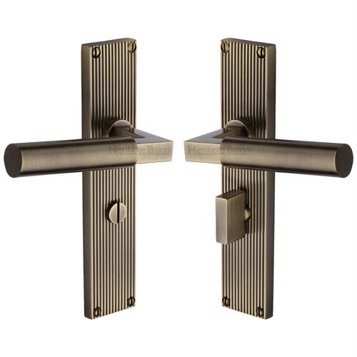 Bauhaus Reeded Door Handle on Plate