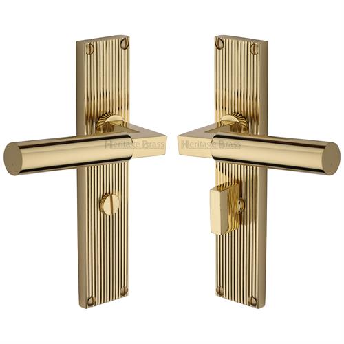 Bauhaus Reeded Door Handle on Plate