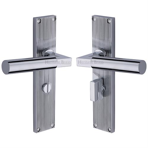 Bauhaus Reeded Door Handle on Plate