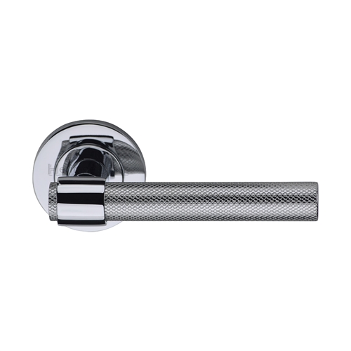 Heritage Brass Knurled Fountain Lever on Rose in Polished Chrome