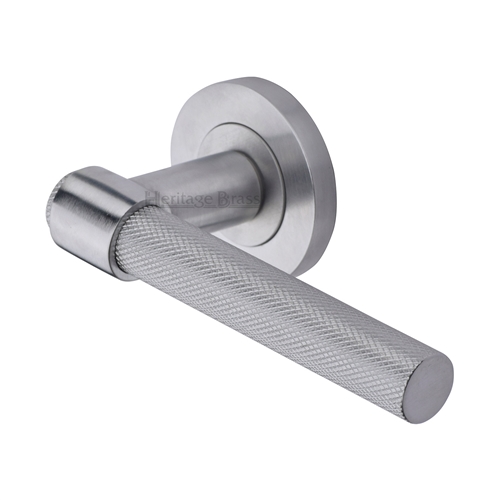 Heritage Brass Knurled Fountain Lever on Rose in Satin Chrome