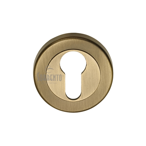 Sorrento Euro Profile Cylinder Escutcheon Round in Antique on Zinc