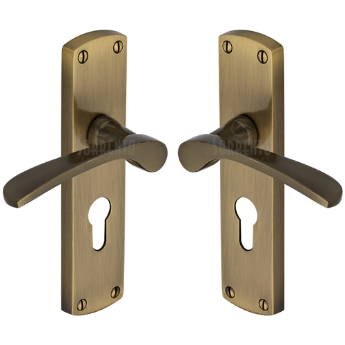 Sorrento Luca Door Handle on Plate in Antique on Zinc