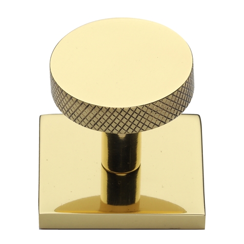 Knurled Disc Cabinet Knob with Square Backplate