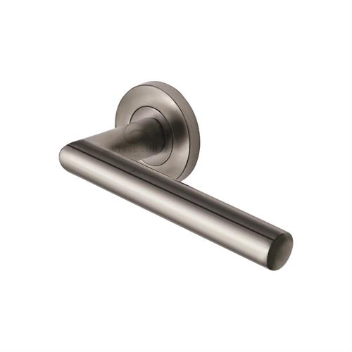 Tubular Door Handle on Round Rose