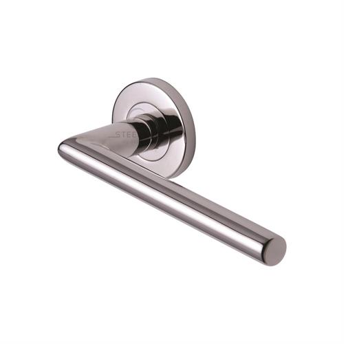 Tubular Door Handle on Round Rose