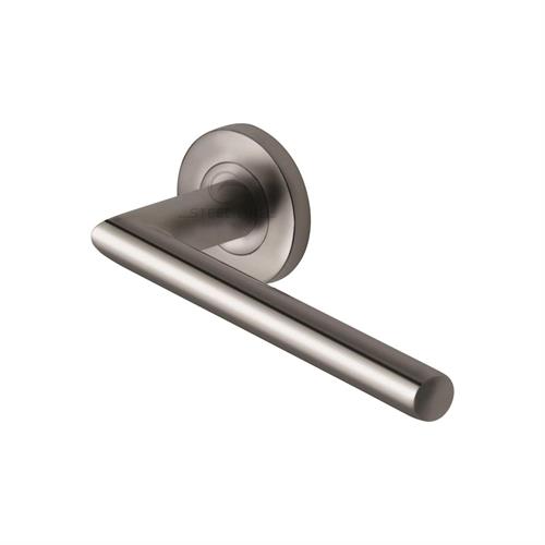 Tubular Door Handle on Round Rose
