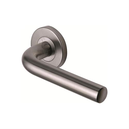Tubular Door Handle on Round Rose