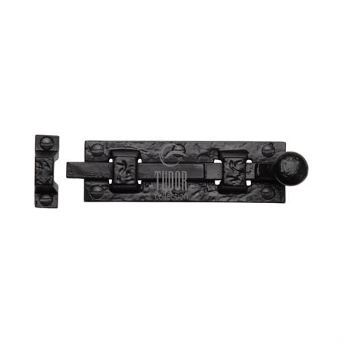 Tudor Ball End Door Bolt Straight Black Iron