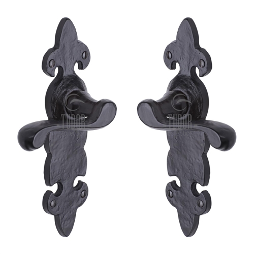 Tudor Fleur de Lys Door Handle on Plate