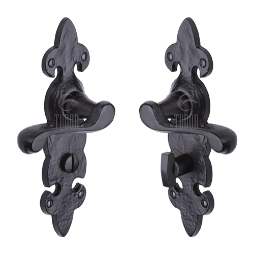 Tudor Fleur de Lys Door Handle on Plate