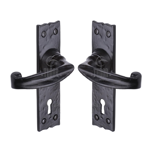 Tudor Wellington Door Handle on Plate