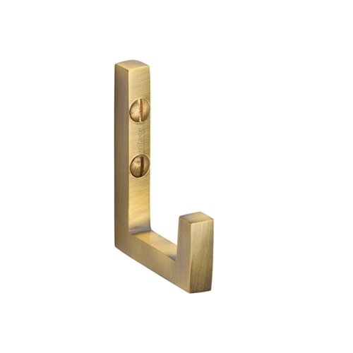 Square Single Robe Hook in Antique Brass