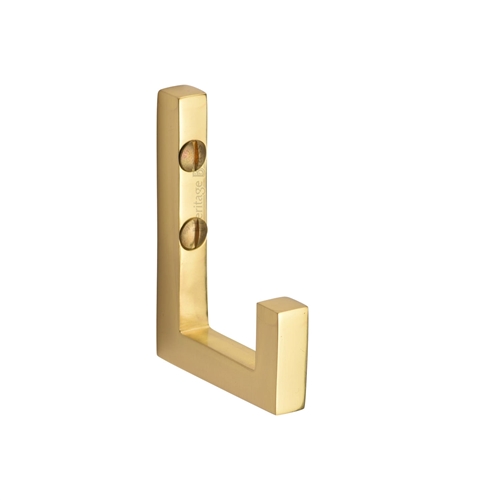 Square Single Robe Hook in Polished Brass