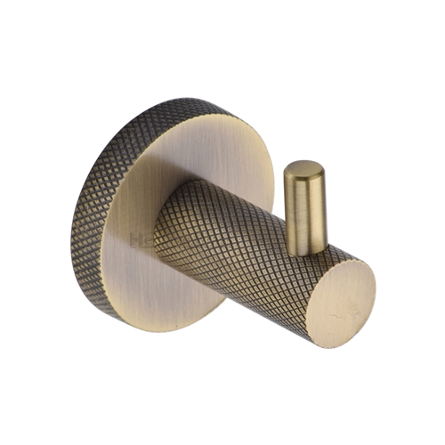 Heritage Brass Knurled Hook with Peg in Antique Brass
