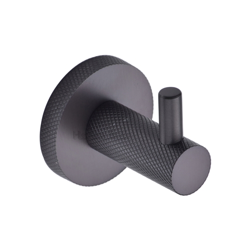 Heritage Brass Knurled Hook with Peg in Matt Bronze