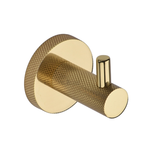 Heritage Brass Knurled Hook with Peg in Polished Brass