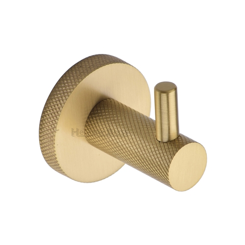 Heritage Brass Knurled Hook with Peg in Satin Brass