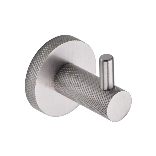 Heritage Brass Knurled Hook with Peg in Satin Nickel