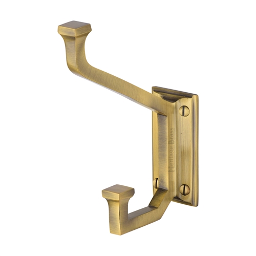 Heritage Brass Rectangular Hat and Coat Hook in Antique Brass