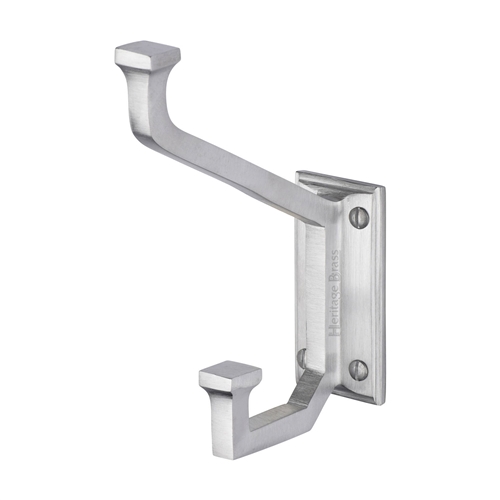 Heritage Brass Rectangular Hat and Coat Hook in Satin Chrome