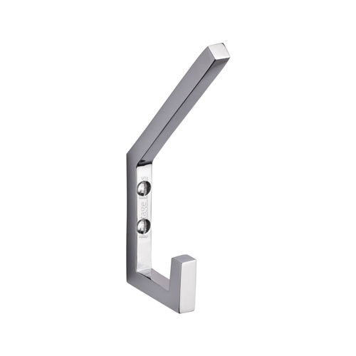 Heritage Brass Square Double Robe Hook in Polished Chrome