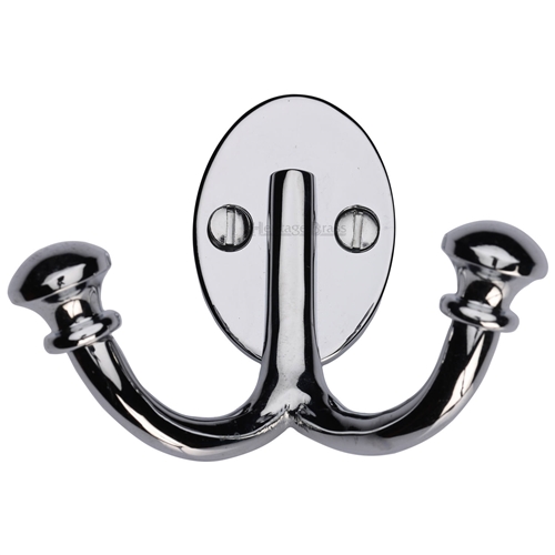 Heritage Brass Ball Double Robe Hook in Polished Chrome
