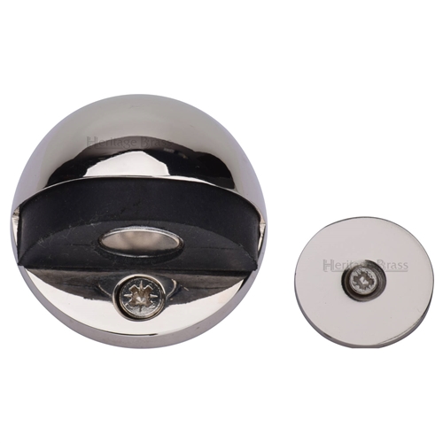 Heritage Brass Round Shielded Magnetic Door Stop in Polished Nickel Finish