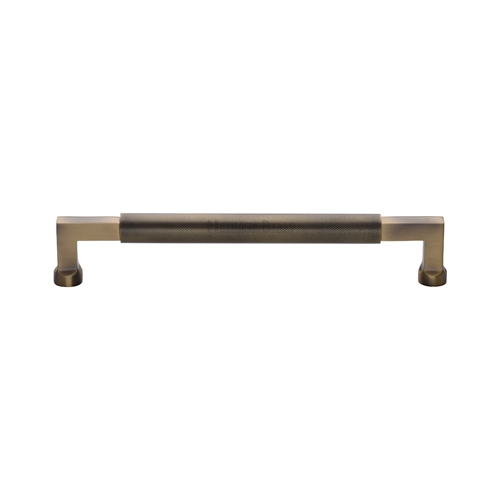 Bauhaus Knurled Door Pull Handle in Antique Brass