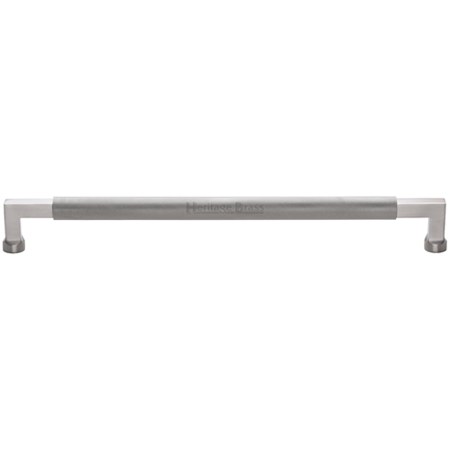 Bauhaus Knurled Door Pull Handle in Satin Nickel
