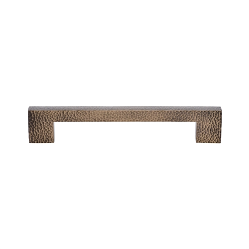 Metro Hammered Door Pull Handle in Antique Brass